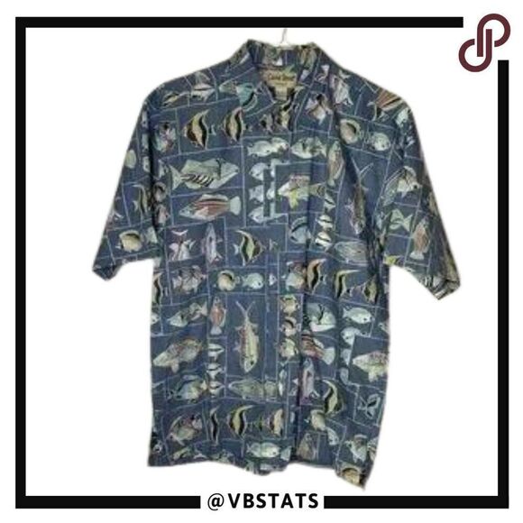Cooke Street Tropical Fish Short Sleeve Luau Shirt in Size Large - Picture 1 of 5